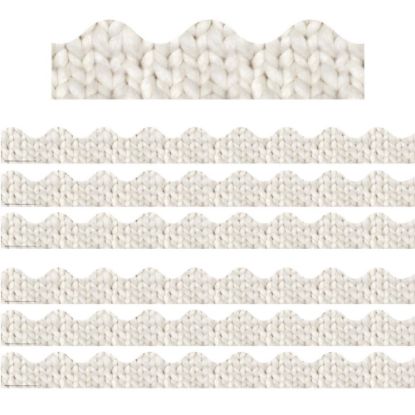 Picture of Eureka School Extra-Wide Deco Trim, A Close-Knit Class Cozy Cream, 37' Per Pack, Set Of 6 Packs