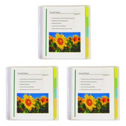 Picture of C-Line 10-Pocket Poly Portfolios With Write-On Index Tabs, 8-1/2in x 11in, 5-Tab, Clear, Pack Of 3 Portfolios