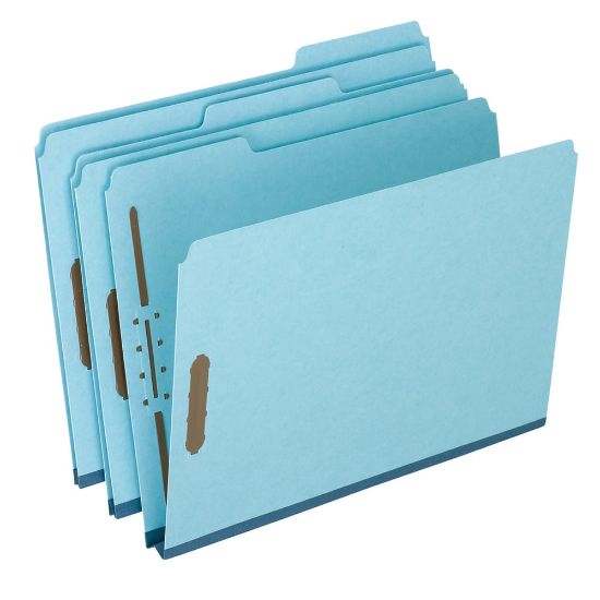 Picture of Pendaflex Heavy-Duty Pressboard Folders With Embossed Fasteners, Letter Size, 100% Recycled, Blue, Pack Of 25