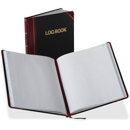 Picture of Boorum & Pease Record Rule Log Book, 150 Sheets, 8in x 10-7/16in, Black/Red