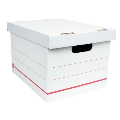 Picture of Office Depot Brand Standard-Duty Corrugated Storage Boxes, Letter/Legal Size, 15in x 12in x 10in,  60% Recycled, White/Red, Pack Of 10