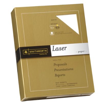 Picture of Southworth 25% Cotton Laser Paper, 8 1/2in x 11in, 24 Lb, White, Box Of 500