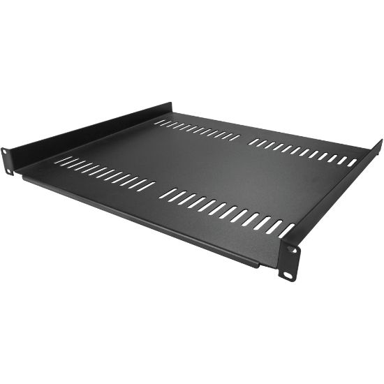 Picture of StarTech.com 1U Vented Server Rack Cabinet Shelf - Fixed 16in Deep Cantilever Rackmount Tray for 19in Data/AV/Network Enclosure w/Cage Nuts