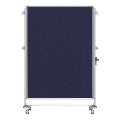 Picture of Ghent Nexus Partition Double-Sided Mobile Magnetic Fabric/Non-Magnetic Dry-Erase/Bulletin Board, 46 1/4in x 65in Blue Board/Silver Aluminum Frame