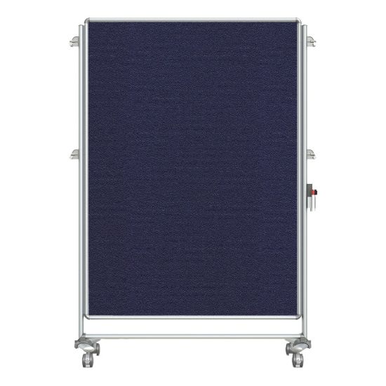 Picture of Ghent Nexus Partition Double-Sided Mobile Magnetic Fabric/Non-Magnetic Dry-Erase/Bulletin Board, 46 1/4in x 65in Blue Board/Silver Aluminum Frame