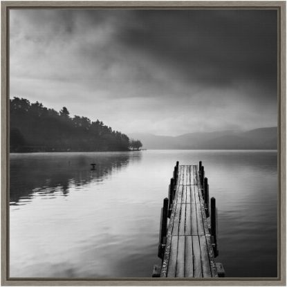 Picture of Amanti Art Lake View With Pier II by George Digalakis Framed Canvas Wall Art Print, 16in x 16in, Graywash