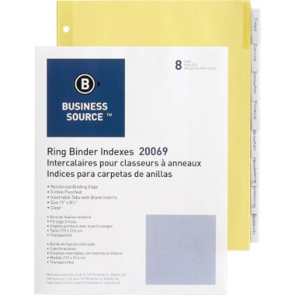 Picture of Business Source Buff Stock Ring Binder Indexes - 8 x Divider(s) - Blank Tab(s) - 8 Tab(s)/Set1.25in Tab Width - 8.5in Divider Width x 11in Divider Length - Letter - 3 Hole Punched - Clear Buff Paper Divider - Clear Tab(s) - 400 / Box