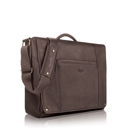 Picture of Solo New York Hudson Leather Messenger Bag For Laptops, Espresso