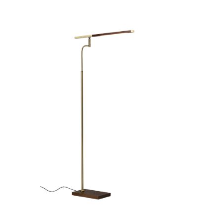 Picture of Adesso Barrett LED Floor Lamp, 62-1/2inH, Antique Brass/Walnut