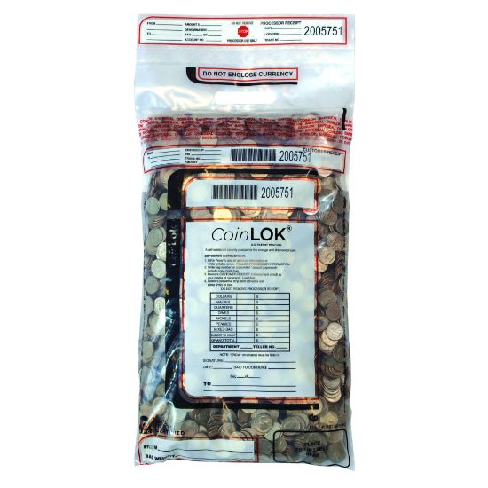 Picture of CONTROLTEK CoinLOK  Coin Bag 12 x 25, Clear 50/Pack