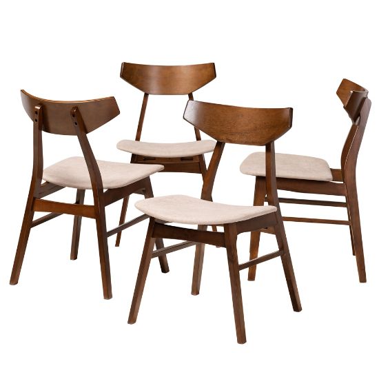 Picture of Baxton Studio Danica Dining Chairs, Light Beige/Walnut Brown, Set Of 4 Chairs