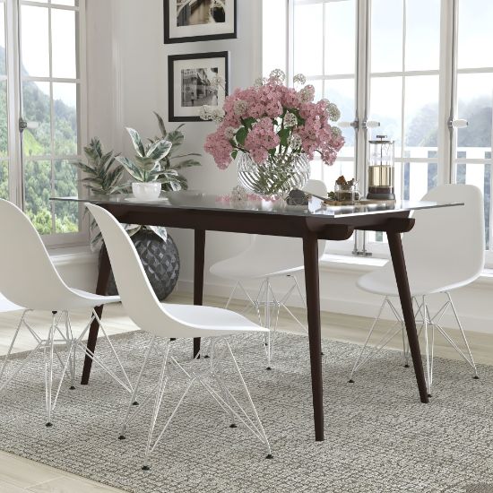 Picture of Flash Furniture Solid Wood Table With Glass Top, 29-1/2inH x 31-1/2inW x 55inD, Clear/Espresso