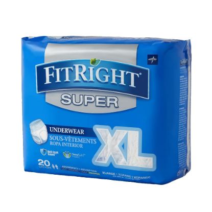 Picture of FitRight Super Protective Underwear, Extra-Large, 56 - 68in, White, Pack Of 20