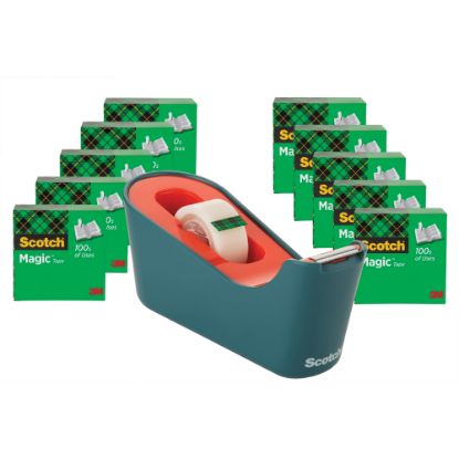 Picture of Scotch Magic Tape C18 Dispenser Value Pack - 333.33 yd Length x 0.75in Width - Dispenser Included - 10 - Seafoam Green