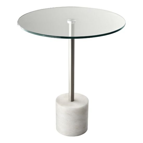 Picture of Adesso Blythe End Table, Round, 21inH x 17-3/4inW x 17-3/4inD, Clear/White