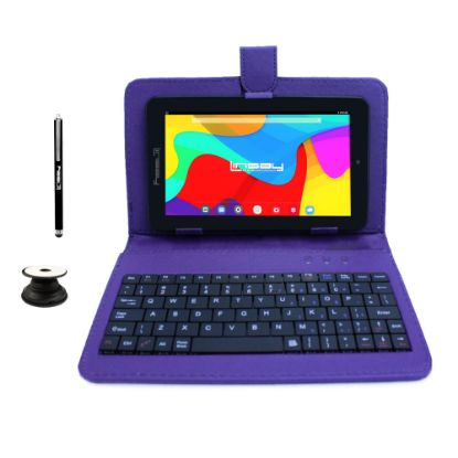 Picture of Linsay F7 Tablet, 7in Screen, 2GB Memory, 64GB Storage, Android 13, Purple Keyboard