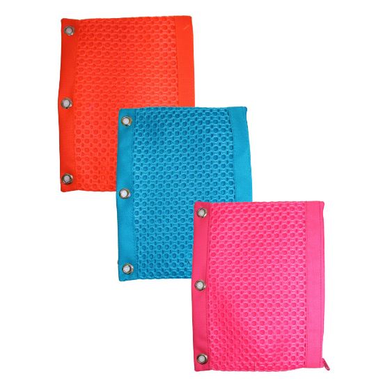 Picture of Inkology Neon Mesh Fashion Binder Pencil Pouches, 10in x 7in, Assorted Colors, Pack Of 6 Pouches