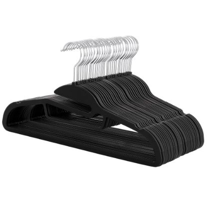 Picture of Elama Home Rubber Non-Slip Hangers, Adult, Black, Pack Of 30