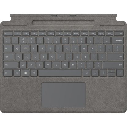 Picture of Microsoft Signature Keyboard/Cover Case for 13in Microsoft Surface Pro 8, Surface Pro X Tablet - Platinum - Alcantara, Fabric Body - 0.2in Height x 11.4in Width x 8.9in Depth