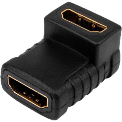 Picture of 4XEM 90 Degree HDMI A Female To HDMI A Female Adapter - 1 Pack - 1 x 19-pin HDMI (Type A) Digital Audio/Video Female - 1 x 19-pin HDMI (Type A) Digital Audio/Video Female - Gold Connector - Black