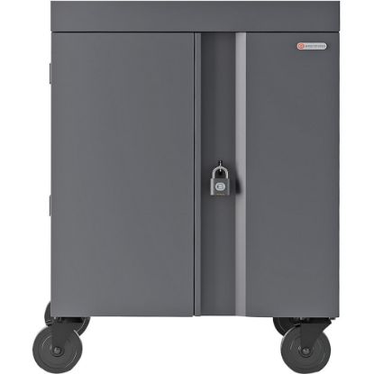 Picture of Bretford CUBE Cart - 1 Shelf - 4 Casters - Steel - 30in Width x 26.5in Depth x 37.5in Height - Charcoal - For 16 Devices