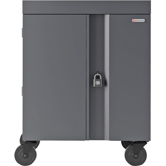 Picture of Bretford CUBE Cart - 1 Shelf - 4 Casters - Steel - 30in Width x 26.5in Depth x 37.5in Height - Charcoal - For 16 Devices