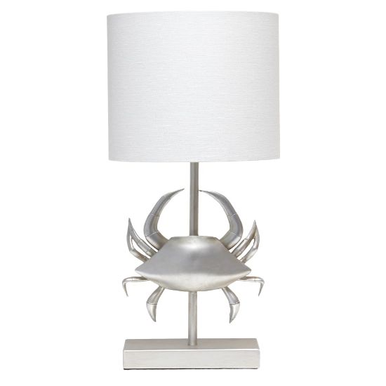 Picture of Simple Designs Shoreside Pinching Crab Table Lamp, 18-1/4inH, White/Brushed Nickel