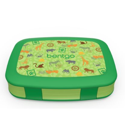 Picture of Bentgo Kids Prints 5-Compartment Lunch Box, 2inH x 6-1/2inW x 8-1/2inD, Safari