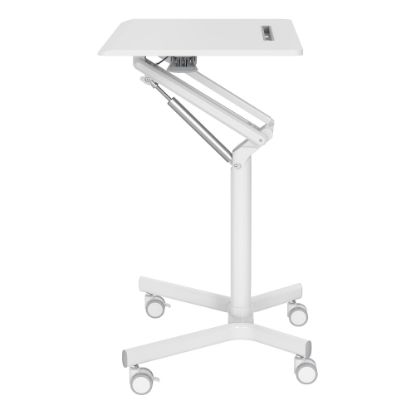 Picture of Realspace 28inW Mobile Sit-to-Stand Compact Desk/Laptop Cart Workstation, 28-3/4inH x 28inW x 22-1/16inD, White