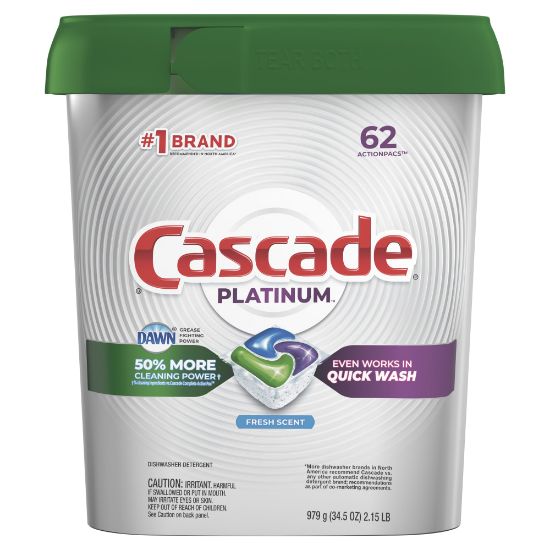 Picture of Cascade Platinum Dishwasher Pods, Fresh Scent, 62 Pods Per Case, Set Of 3 Cases