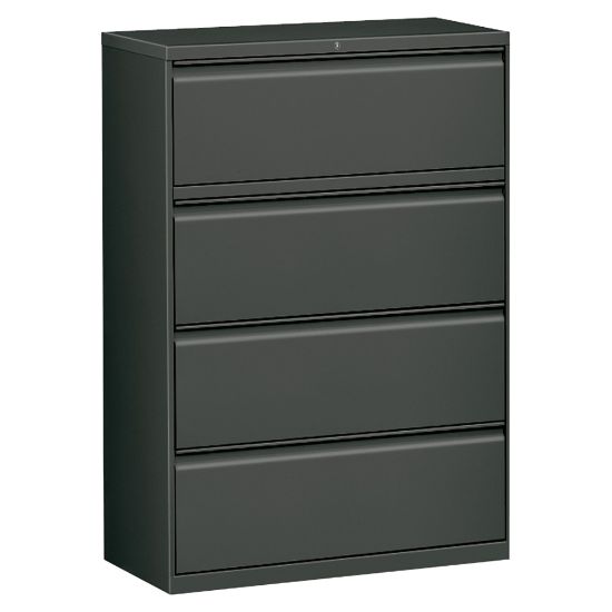 Picture of WorkPro 36inW x 18-5/8inD Lateral 4-Drawer File Cabinet, Charcoal