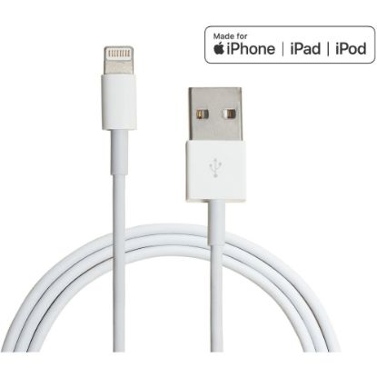 Picture of 4XEMs 6ft 2m Lightning cable for Apple iPhone, iPad, iPod - MFI Certified - MFi Certified 6FT Lightning to USB data sync cable forApple iPad, iPhone, iPod 1 x Lightning Male Proprietary Connector - 1 x Type A Male USB connector