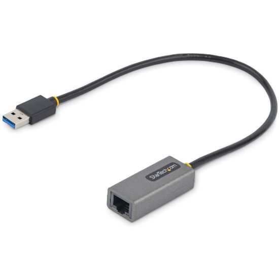 Picture of StarTech.com USB to Ethernet Adapter, USB 3.0 to 10/100/1000 Gigabit Ethernet LAN Adapter, 11.8in/30cm Attached Cable, USB to RJ45 Adapter