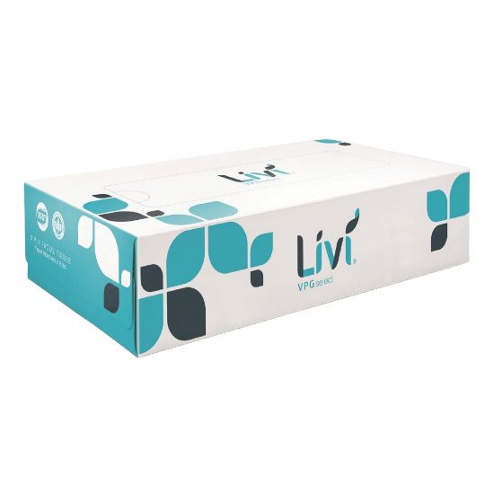 Picture of Livi Solaris Paper 2-ply Facial Tissue - 2 Ply - 8.37in x 8.07in - White - Virgin Fiber - 100 Per Box - 30 / Carton