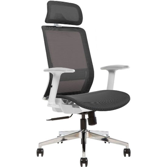 Picture of Sinfonia Sing Ergonomic Mesh High-Back Task Chair, Adjustable Height Arms, Headrest, Black/White