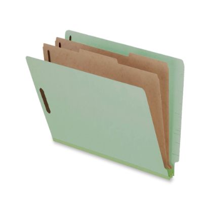 Picture of Pendaflex Pressboard Classification Folders, 2 Dividers, 6 Partitions, 2/3 Cut, Letter Size, Light Green, Pack Of 10