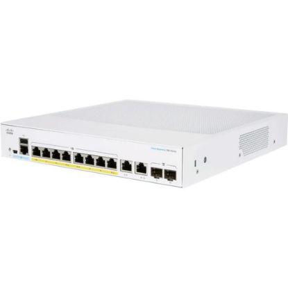 Picture of Cisco 250 CBS250-8FP-E-2G Ethernet Switch - 8 Ports - Manageable - 2 Layer Supported - Modular - 2 SFP Slots - 147.48 W Power Consumption - 120 W PoE Budget - Optical Fiber, Twisted Pair - PoE Ports - Rack-mountable - Lifetime Limited Warranty