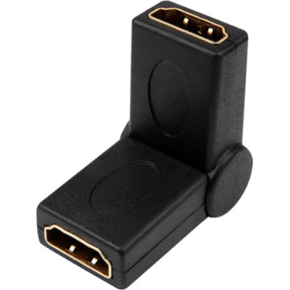 Picture of 4XEM 90 Degree Swivel HDMI A Female To HDMI A Female Adapter - 1 Pack - 1 x 19-pin HDMI (Type A) Digital Audio/Video Female - 1 x 19-pin HDMI (Type A) Digital Audio/Video Female - Gold Connector - Gold Contact - Black