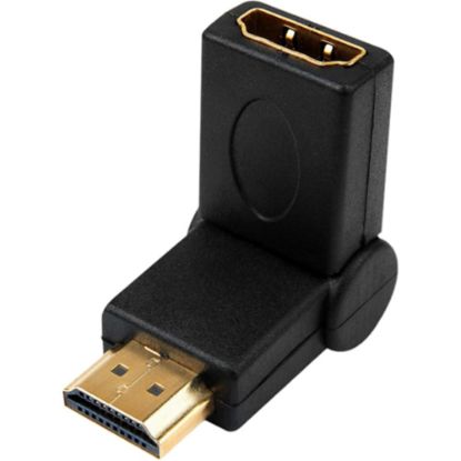 Picture of 4XEM 90 Degree Swivel HDMI A Male To HDMI A Female Adapter - 1 Pack - 1 x 19-pin HDMI (Type A) Digital Audio/Video Female - 1 x 19-pin HDMI (Type A) Digital Audio/Video Male - Gold Connector - Gold Contact - Black