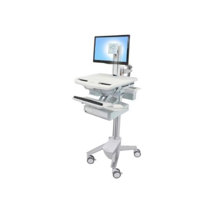 Picture of Ergotron StyleView Dual-Monitor Telepresence Cart, 50.5inH x 17.5inW x 31inD, Gray/White/Polished Aluminum