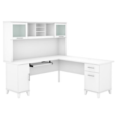 Picture of Bush Furniture Somerset 72inW L-Shaped Desk With Hutch, White, Standard Delivery