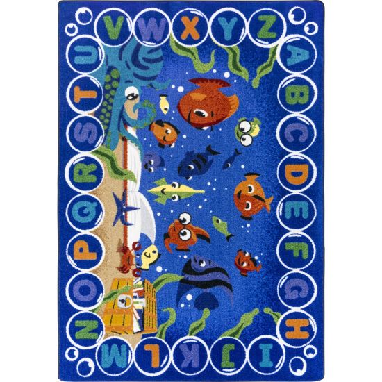 Picture of Joy Carpets Kids Essentials Rectangle Area Rug, Underwater Readers, 5-1/3ft x 7-33/50ft, Multicolor