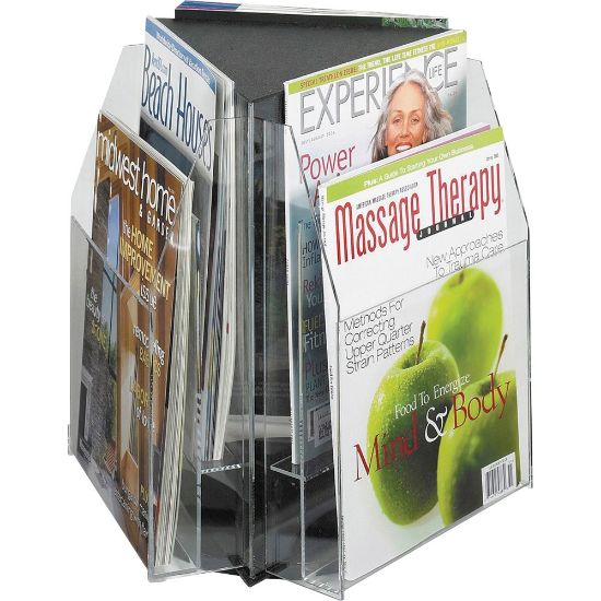 Picture of 6-Pocket Magazine and Pamphlet Rotating Tabletop Display, Triangular, 12 3/4inH x 15inW