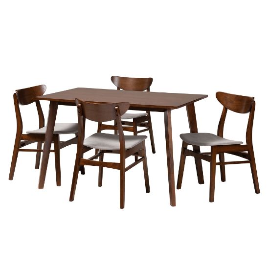 Picture of Baxton Studio Orion Dining Set, 29-1/2inH x 47-1/4inW x 29-1/2inD, Light Gray/Walnut Brown