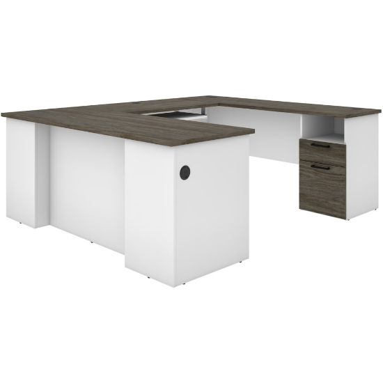 Picture of Bestar Norma 71inW U- Or L-Shaped Corner Desk, Walnut Gray/White