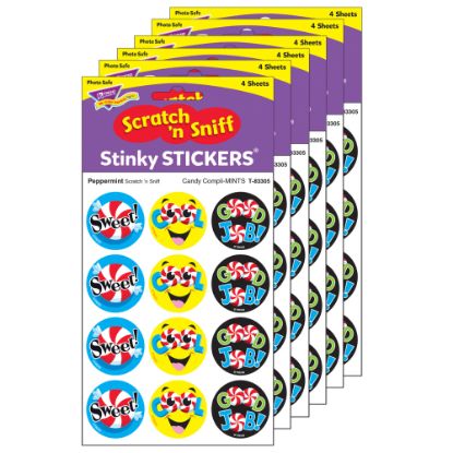 Picture of Trend Stinky Stickers, Candy Compli-MINTS/Peppermint, 48 Stickers Per Pack, Set Of 6 Packs