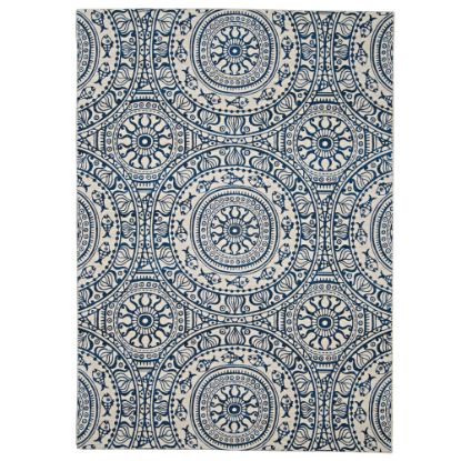 Picture of Linon Washable Outdoor Area Rug, Zelley, 2ft x 3ft, Smoke/Blue