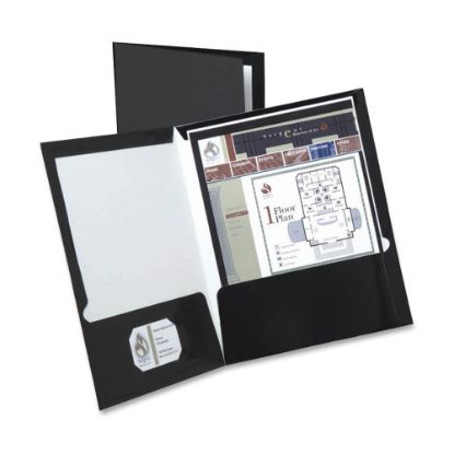 Picture of Oxford Laminated Twin-Pocket Folders, 8 1/2in x 11in, Black, Box Of 25