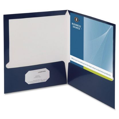 Picture of Oxford Laminated Twin-Pocket Folders, 8 1/2in x 11in, Navy, Box Of 25