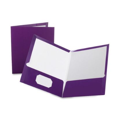 Picture of Oxford Laminated Twin-Pocket Folders, 8 1/2in x 11in, Purple, Box Of 25